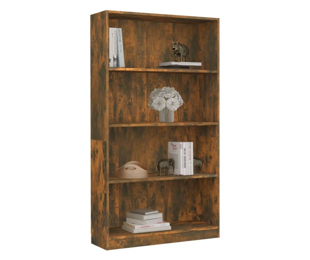 Βιβλιοθήκη 4 Επιπέδων Καπνιστός Δρυς 80x24x142 εκ. από Σύνθετη Ξυλεία - 3