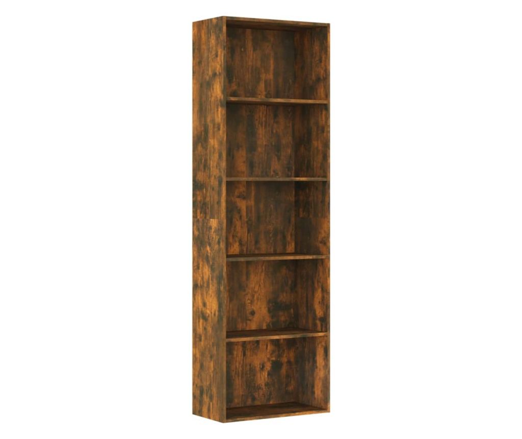 Βιβλιοθήκη 5 Επιπέδων Καπνιστός Δρυς 60x30x189 cm από Επεξεργασμένο Ξύλο - 2