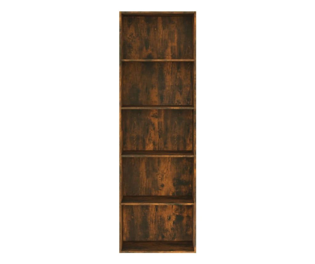 Βιβλιοθήκη 5 Επιπέδων Καπνιστός Δρυς 60x30x189 cm από Επεξεργασμένο Ξύλο - 4