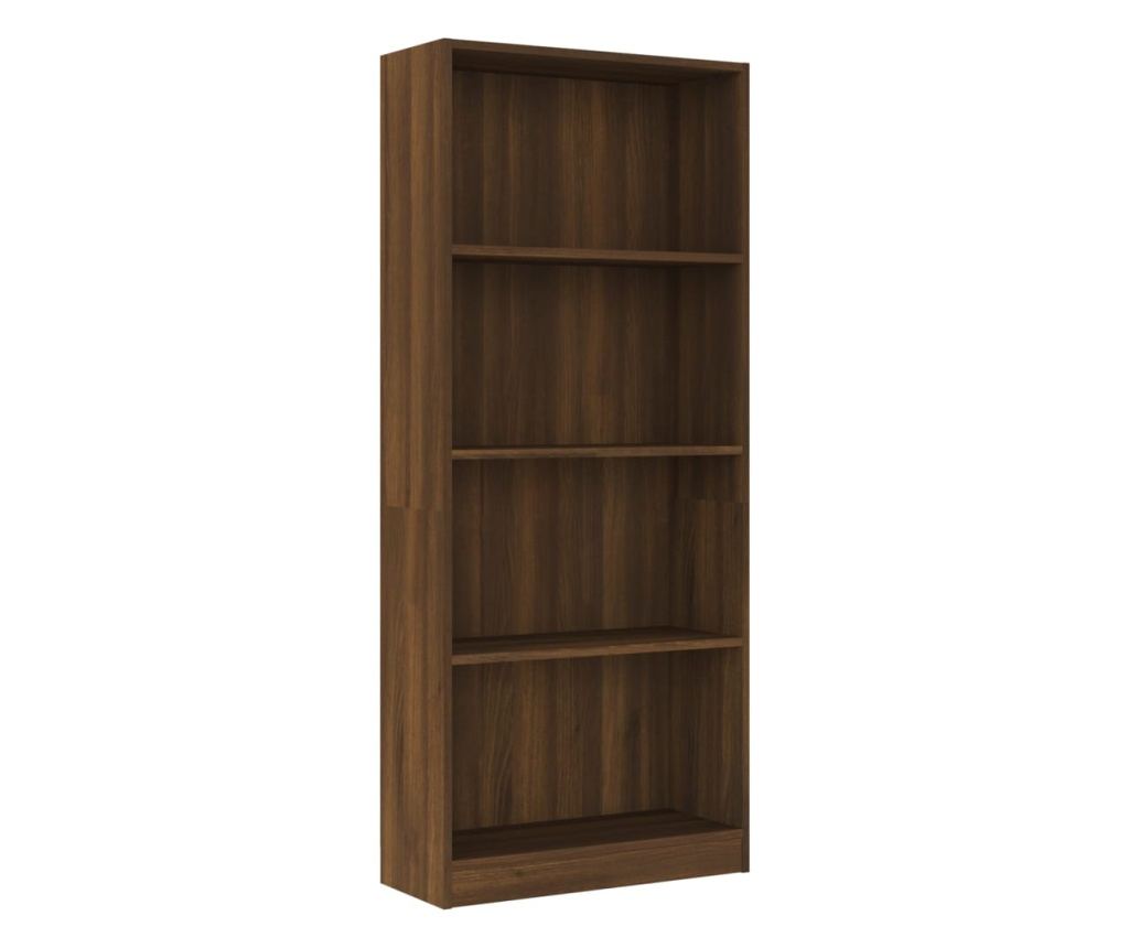 Βιβλιοθήκη 4 Επιπέδων σε Καφέ Δρυς 60x24x142 εκ. από Σύνθετη Ξυλεία - 2
