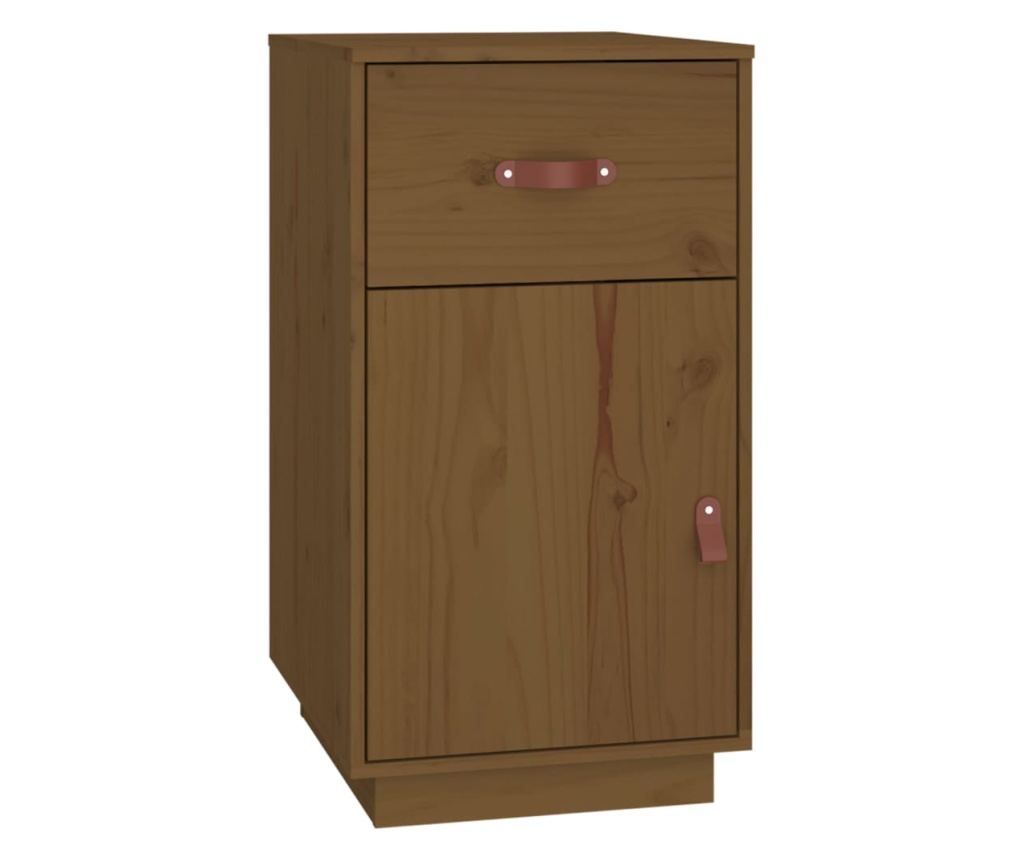 Pisarna s omaricami, medena rjava, 135x50x75 cm, masivna borovina - 8