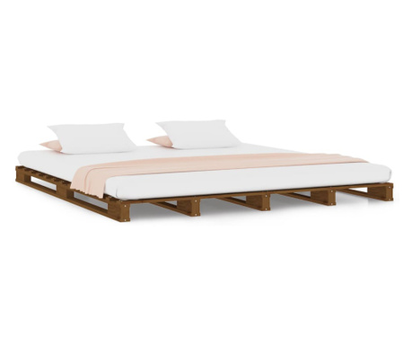 Cadru de pat, maro miere, 140x190 cm, lemn masiv de pin