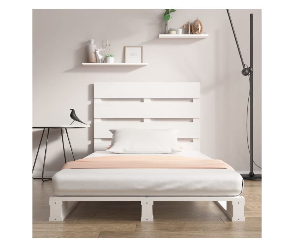 Легло, бяло, 90x200 см, масивна борова дървесина - 3