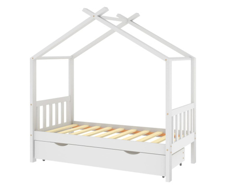 Okvir za dječji krevet s ladicom bijeli 80 x 160 cm od borovine