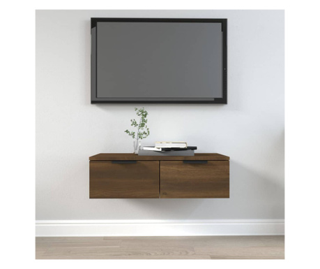Comodă TV de perete, stejar maro, 68x30x20 cm, lemn prelucrat
