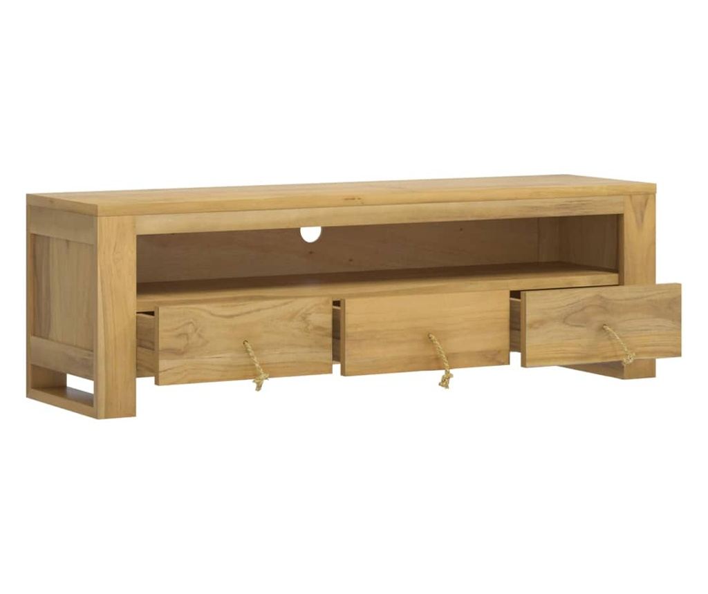 TV komoda, 110x30x35 cm, masivno teakovo leso - 4