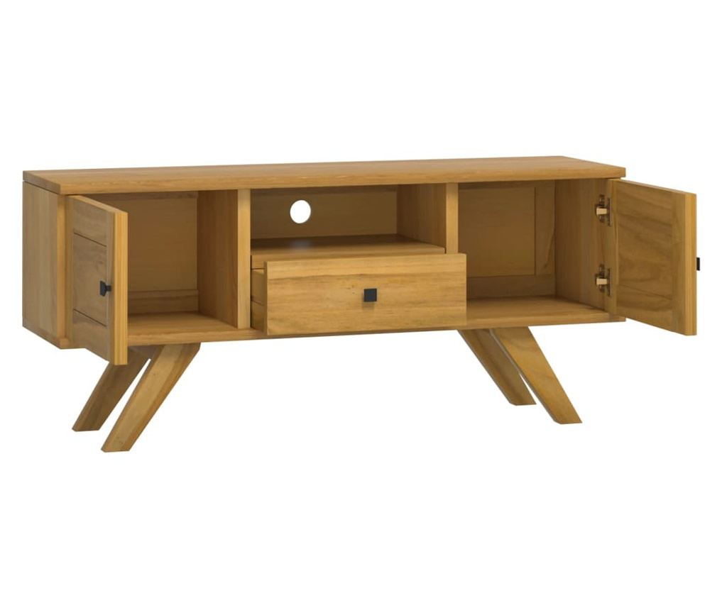 TV komoda, 110x30x50 cm, masivno teakovo leso - 4