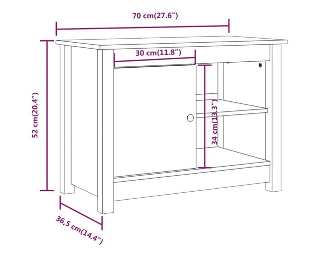 Comodă TV, 70x36,5x52 cm, lemn masiv de pin