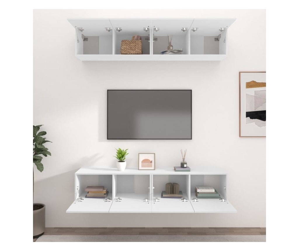 TV Ormarići, 4 kom, Bijeli, 80x30x30 cm, Kompozitno Drvo - 3