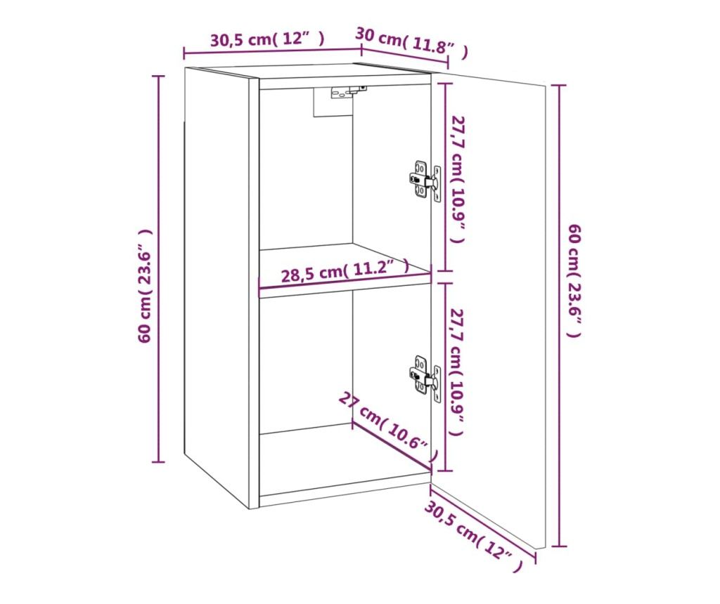TV komode, 7 kom., smeđi hrast, 30,5x30x60 cm, obrađeno drvo - 7