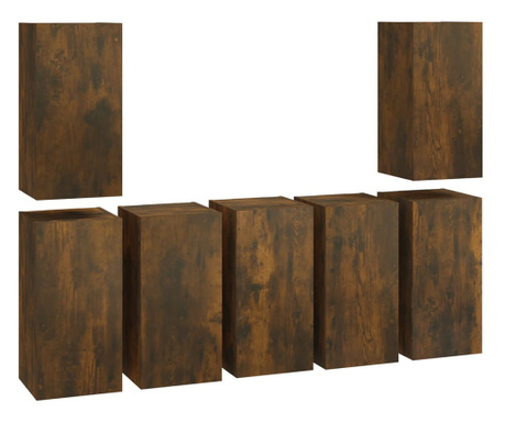 7 db füstös tölgyszínű szerelt fa TV-szekrény 30,5 x 30 x 60 cm