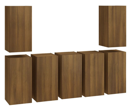 7 db barna tölgyszínű szerelt fa TV-szekrény 30,5 x 30 x 60 cm