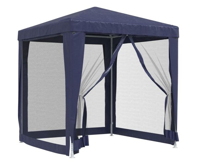 Парти шатра с 4 мрежести стени, синя, 2x2 м, HDPE