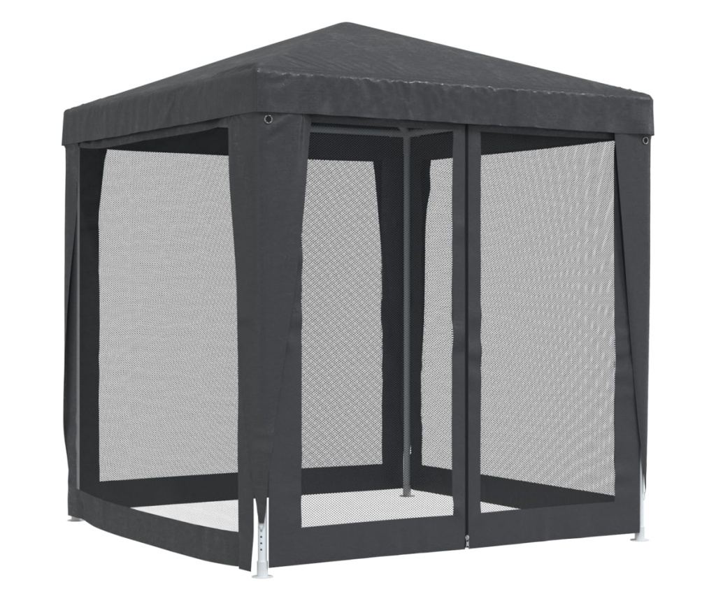 Парти шатра с 4 мрежести стени, антрацит, 2x2 м, HDPE - 5