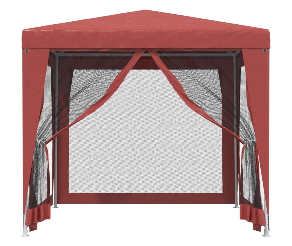 Парти шатра с 4 мрежести стени, червена, 2.5x2.5 м, HDPE - 3