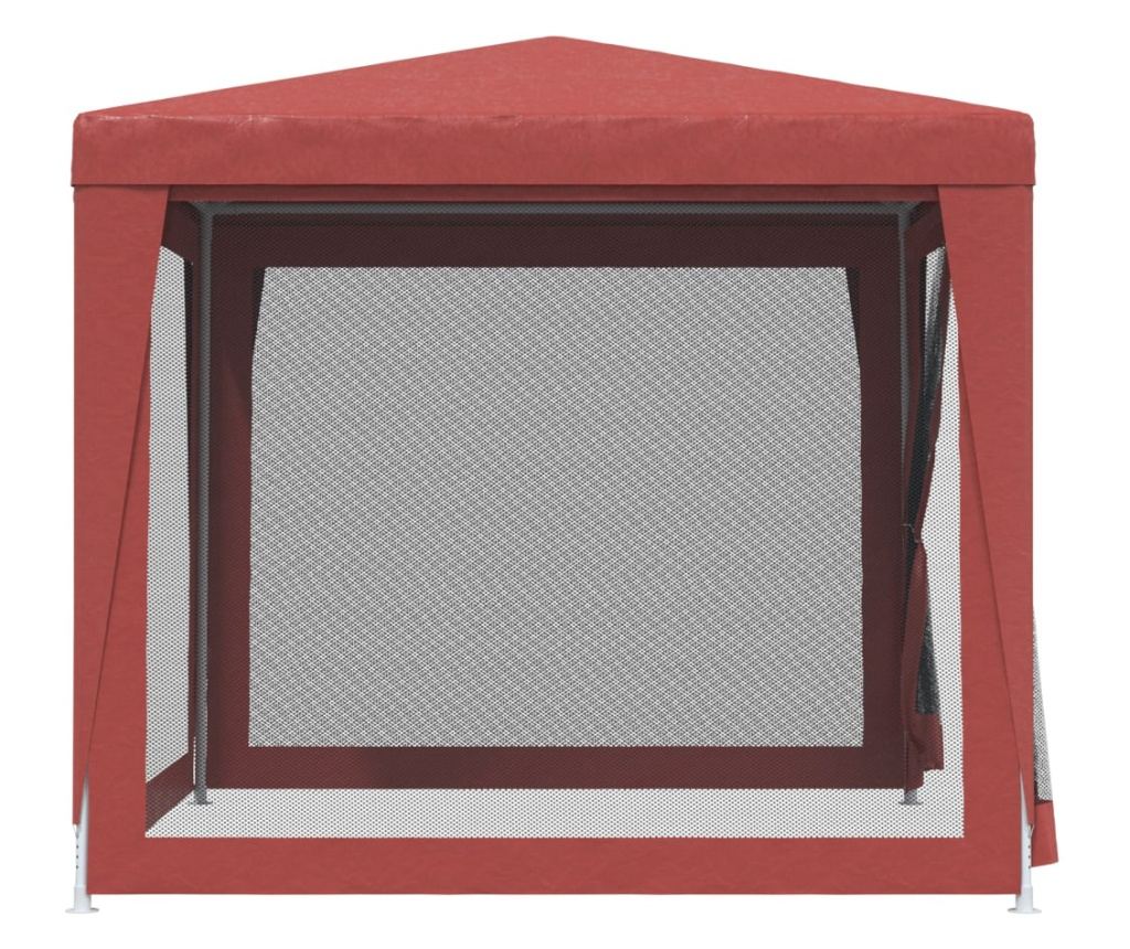 Парти шатра с 4 мрежести стени, червена, 2.5x2.5 м, HDPE - 4