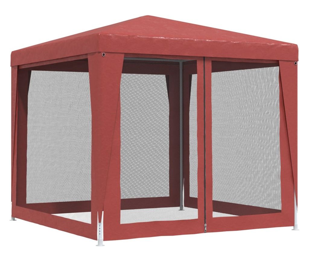 Парти шатра с 4 мрежести стени, червена, 2.5x2.5 м, HDPE - 5