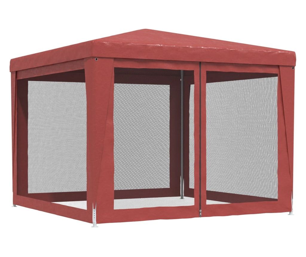 Парти шатра с 4 мрежести стени, червена, 3x3 м, HDPE - 5