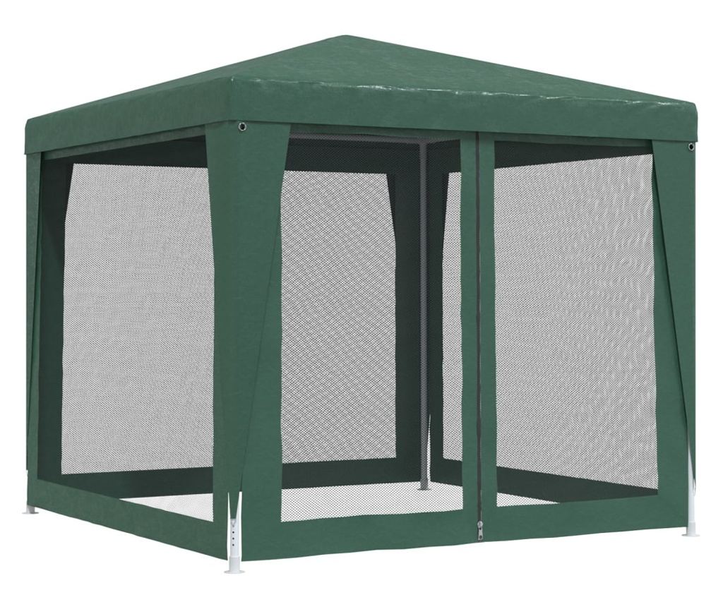 Парти шатра с 4 мрежести стени, зелена, 2.5x2.5 м, HDPE - 5