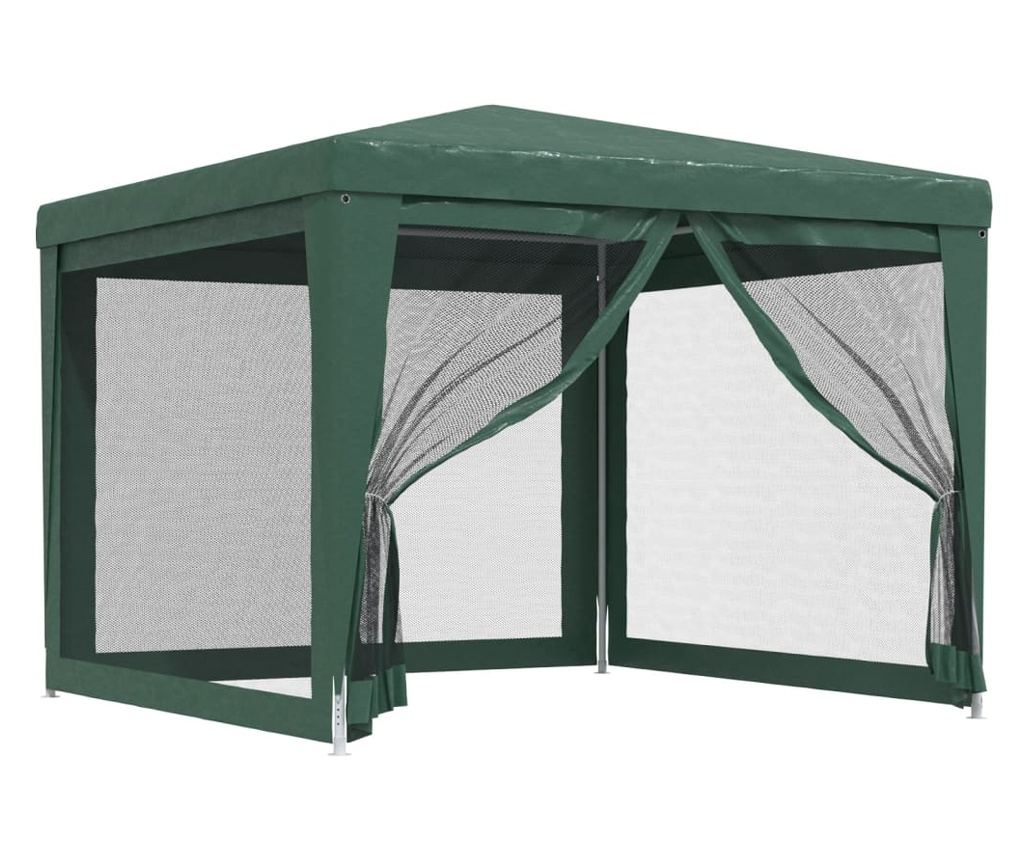 Cort de petrecere cu 4 pereți din plasă, verde, 3x3 m, HDPE - 2