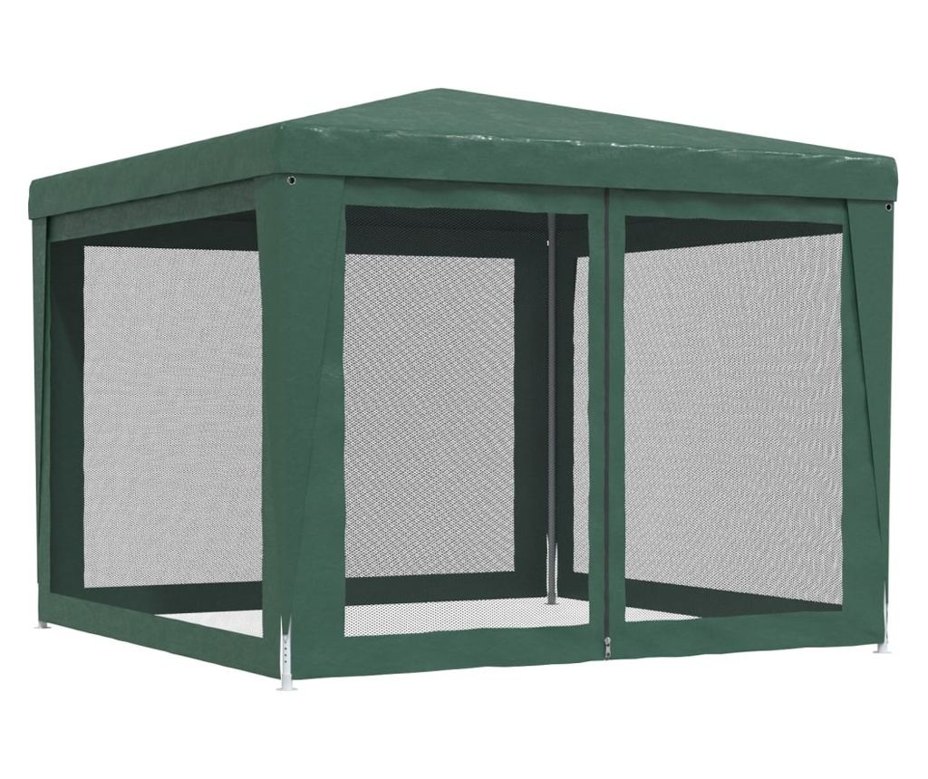 Cort de petrecere cu 4 pereți din plasă, verde, 3x3 m, HDPE - 5