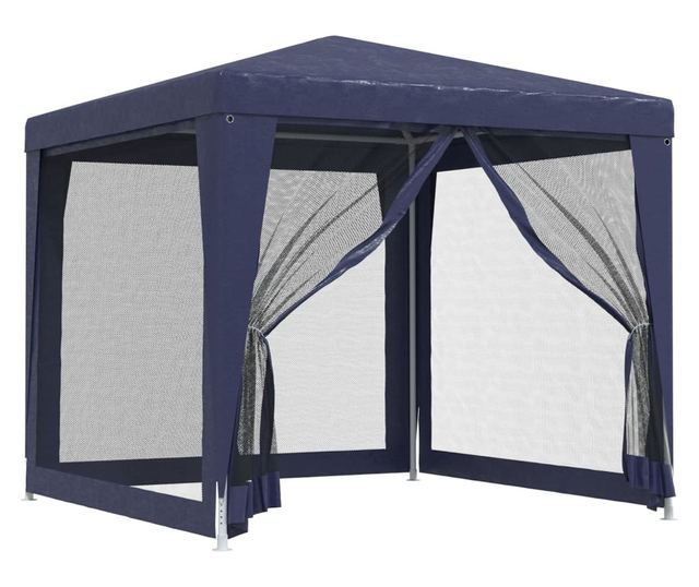 Парти шатра, 4 мрежести стени, синя, 2,5x2,5 м, HDPE
