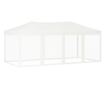 Сгъваема парти шатра със странични стени, бяла, 3x6 м
