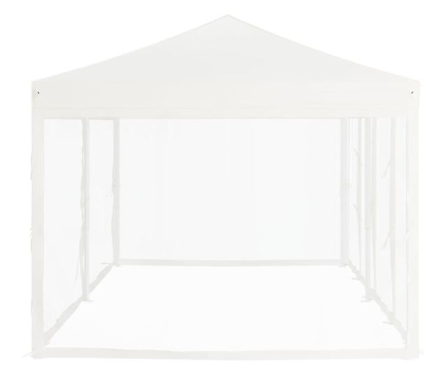 Сгъваема парти шатра със странични стени, бяла, 3x6 м