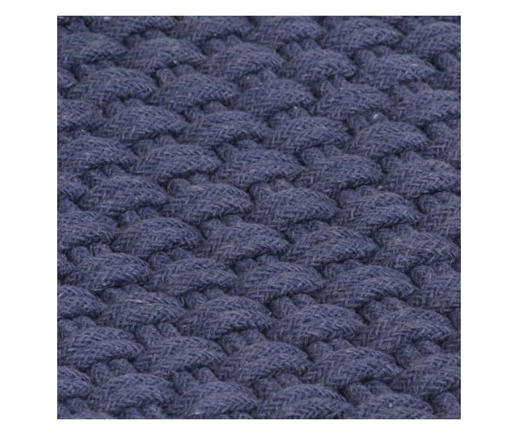 Preproga pravokotna, temno modra, 80x160 cm, bombaž - 5