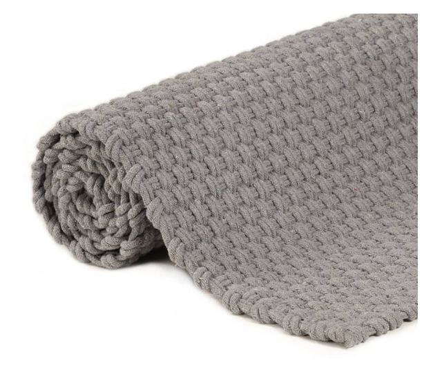 Килим правоъгълен сив 120x180 см памук