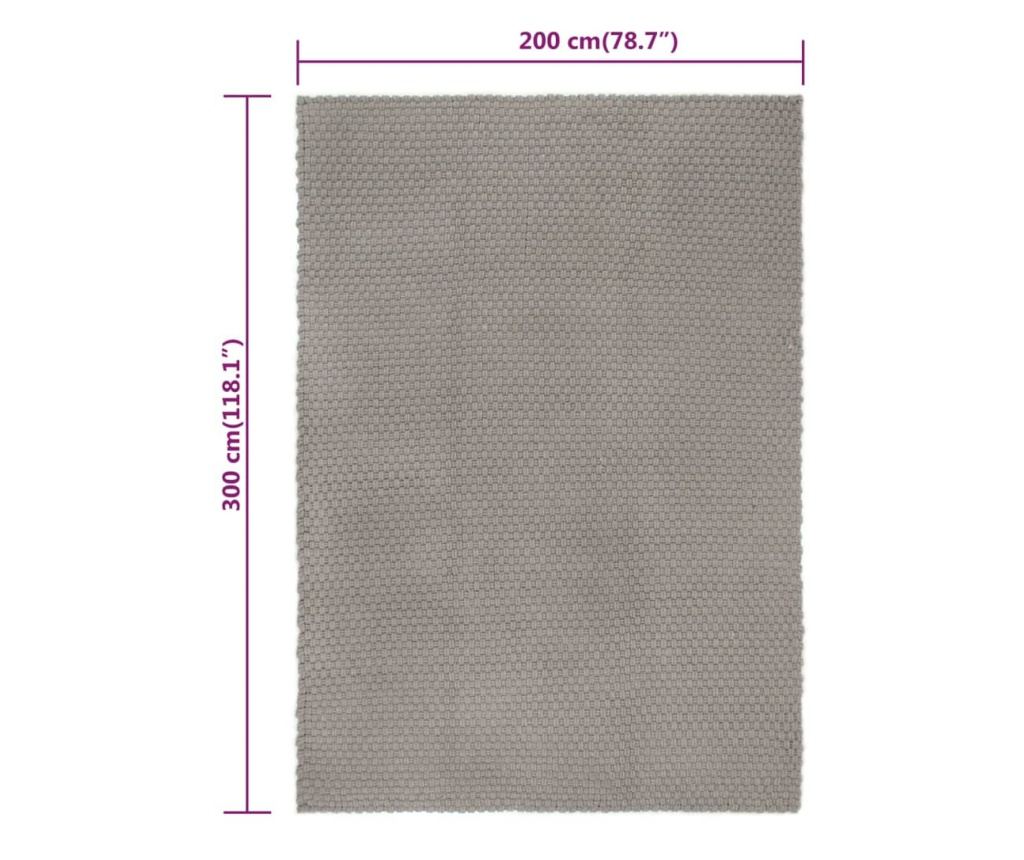 Preproga pravokotna, siva, 200x300 cm, bombaž - 6