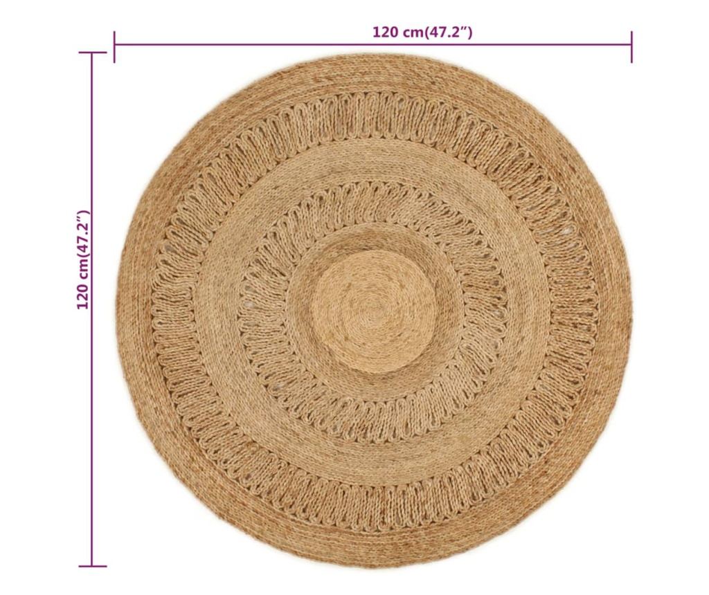 Prepletena preproga, 120 cm, juta, okrogla - 6