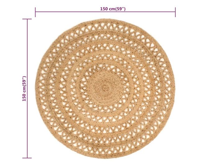 Prepletena preproga, 150 cm, juta, okrogla