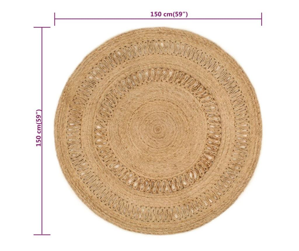 Prepletena preproga, 150 cm, juta, okrogla - 17