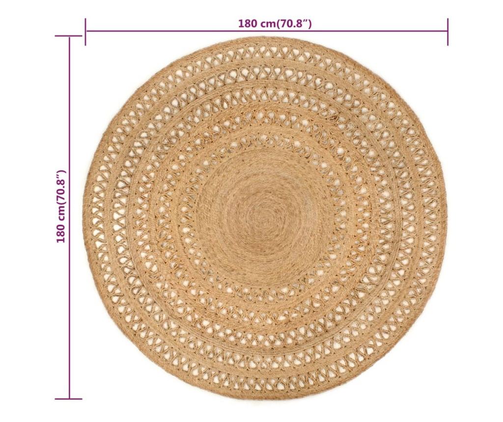 Prepletena preproga, 180 cm, juta, okrogla - 6