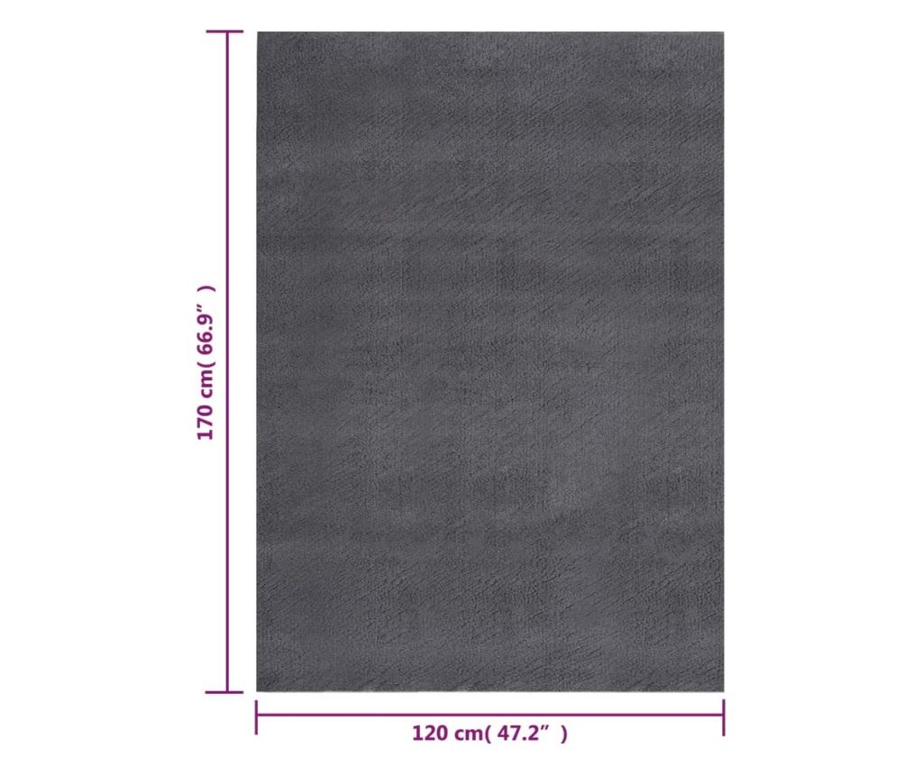 Χνουδωτό, απαλό, πλενόμενο χαλί 120x170 εκ., αντιολισθητικό, ανθρακί - 7
