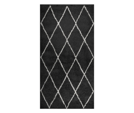 krém és antracitszürke színű hosszú szálú szőnyeg 80 x 150 cm