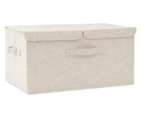 Кутия за съхранение, текстил, 50x30x25 см, кремава