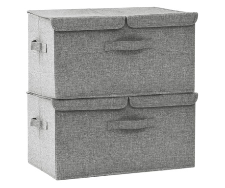 Кутии за съхранение, 2 бр, текстил, 50x30x25 см, сиви
