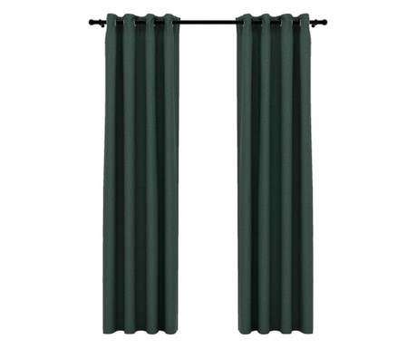 Zatemnitvene zavese z obročki 2 kosa zelene 140x225 cm