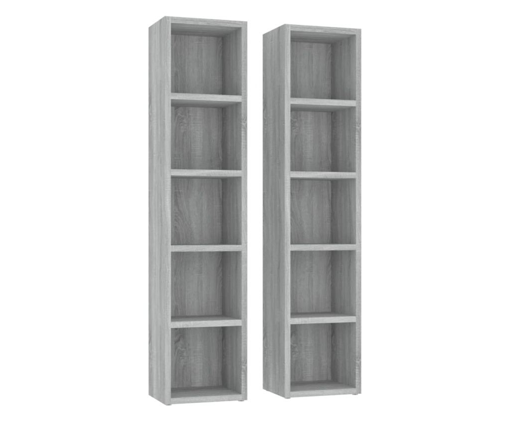 Ντουλάπια CD 2 τεμ. Sonoma Γκρι 21x16x93,5 εκ. Επεξεργασμένο Ξύλο - 2