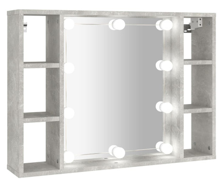 betonszürke színű tükrös szekrény LED-ekkel 76 x 15 x 55 cm