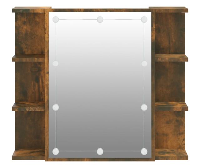 Ogledalni omarici z LED, dimljen hrast, 70x16,5x60 cm