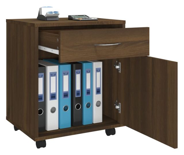 Szafka na kółkach, dąb brązowy, 45x38x54 cm, drewno przetworzone