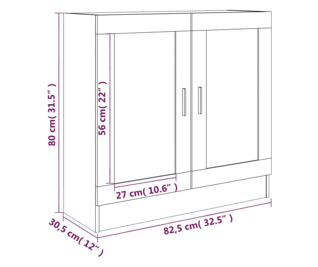 Βιτρίνα, Καπνιστός Δρυς 82.5x30.5x80 εκ. Επεξεργασμένο Ξύλο - 9
