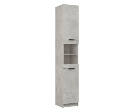 Шкаф за баня, бетонно сив, 32x34x188,5 см, инженерно дърво