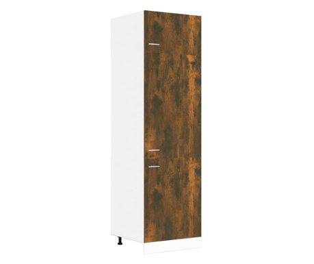 füstös tölgy színű szerelt fa hűtőtároló szekrény 60x57x207 cm