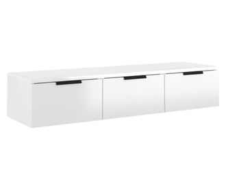 Stenska omarica visok sijaj bela 102x30x20 cm konstruiran les