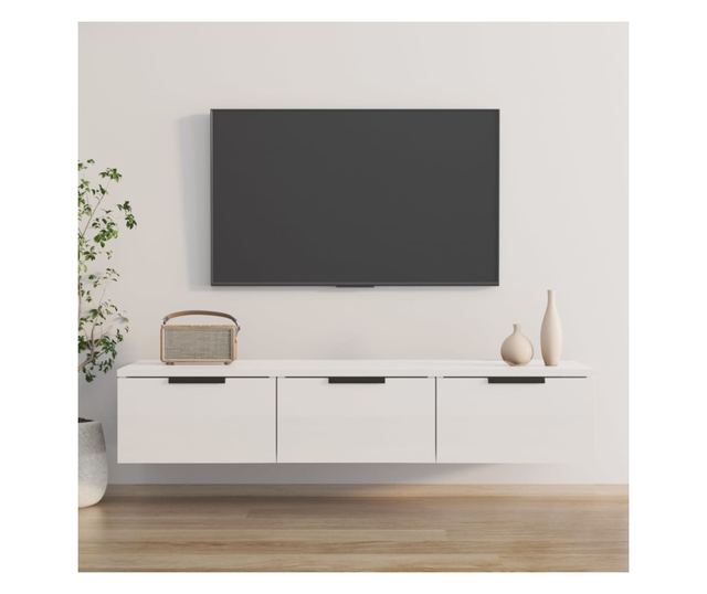 Stenska omarica visok sijaj bela 102x30x20 cm konstruiran les