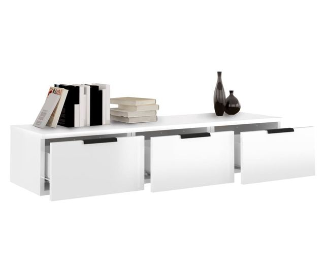 Stenska omarica visok sijaj bela 102x30x20 cm konstruiran les